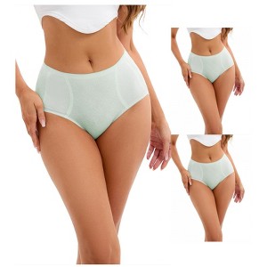 INSPIRE CHIC 3 Packs Women's High-Waisted Underwear Briefs High Elastic Breathable Underpants - 1 of 4