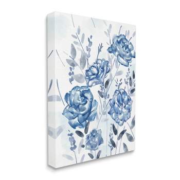 Stupell Industries Blue Rose Garden Abstract Toile Florals