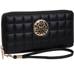 Rebecca & Rifka Smooth Boxed Quilt Medallion Zip Wristlet Wallet - 1 of 1