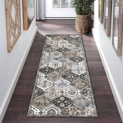 Washable Rug for Living Room  Trellis Rug Non Slip Throw Rugs Vintage Bedroom Rugs Low Pile Non Shedding