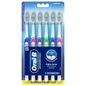 Oral-B Advanced Clean Toothbrushes Color Changing Bristles Medium 6 ct - 1 of 3