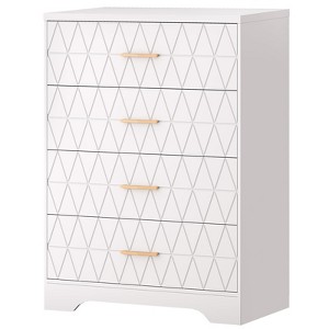 GustoWave Wood Triangle Pattern Dressers with 5 Drawers, Modern Bedroom Chest of Drawers with Gold Handles, Wooden Tall Nightstand - 1 of 4