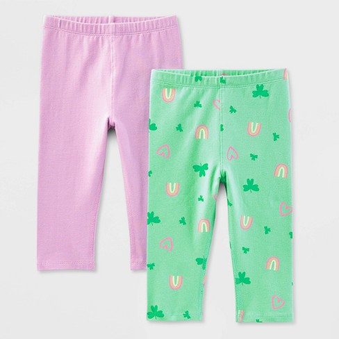 Toddler Girls' 2pk Adaptive St. Patrick's Day Capri Leggings - Cat & Jack™ Lilac Purple/Lime Green - image 1 of 3