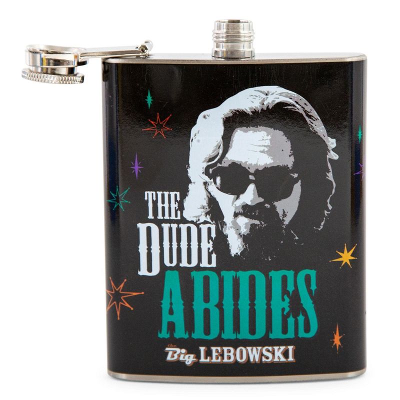 Silver Buffalo The Big Lebowski "The Dude Abides" Stainless Steel Flask | Holds 7 Ounces, 2 of 7