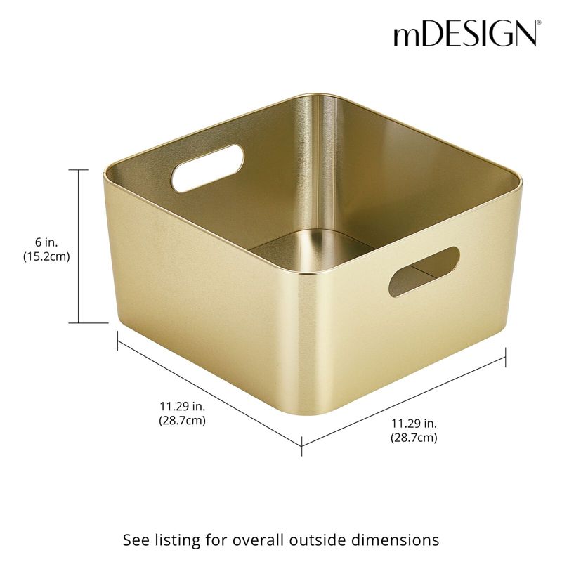 mDesign Medium Metal Kitchen Storage Container Bin Basket with Handles, 4 of 9