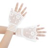 INSPIRE CHIC Women's Lace Fingerless Wrist Length Wedding Elegant White Ruffled Floral Gloves 1 Pair - 4 of 4