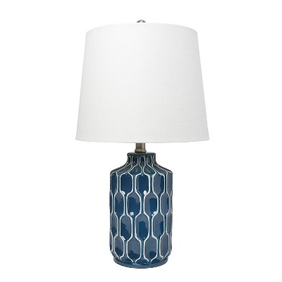 Moroccan Table Lamp with Fabric Shade Blue - Lalia Home