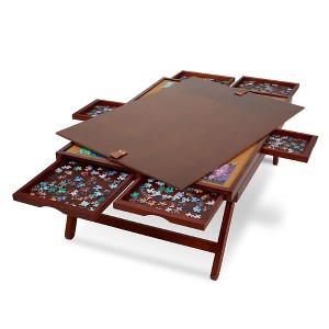 Jumbl 1000-Piece Puzzle Board - 23 x 31" Wooden Puzzle Table with Felt Surface & 6 Drawers - 1 of 4