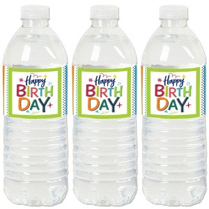 Big Dot of Happiness Cheerful Happy Birthday - Colorful Birthday Party Water Bottle Sticker Labels - Set of 20 - 1 of 4