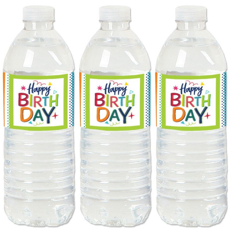 Big Dot of Happiness Cheerful Happy Birthday - Colorful Birthday Party Water Bottle Sticker Labels - Set of 20, 1 of 6