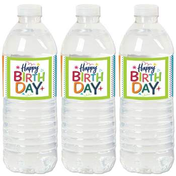 Big Dot of Happiness Cheerful Happy Birthday - Colorful Birthday Party Water Bottle Sticker Labels - Set of 20
