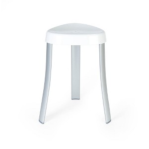 HomeRoots 18"  White Aluminum And Heavy Duty Plastic Corner Shower Bench - 1 of 4
