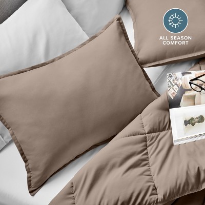 Taupe Hypoallergenic Polyester Standard Pillow Sham Set