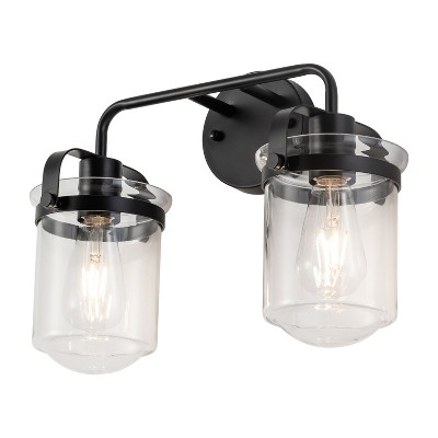 GreenEver 2-Light Modern Sconce with Clear Glass Shade, Industrial Fixture for Bathroom, Living Room, Bedroom, Kitchen Sink, E26 Socket, [No Bulb]