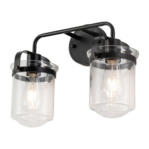GreenEver 2-Light Modern Sconce with Clear Glass Shade, Industrial Fixture for Bathroom, Living Room, Bedroom, Kitchen Sink, E26 Socket, [No Bulb] - 1 of 4