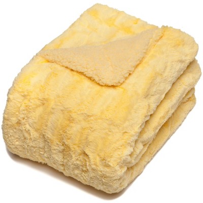 Yellow Faux Fur Sherpa Reversible Toddler Blanket