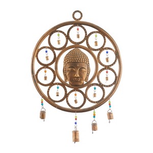 25" x 14" Eclectic Metal Buddha Windchime Bronze - Olivia & May - 1 of 4