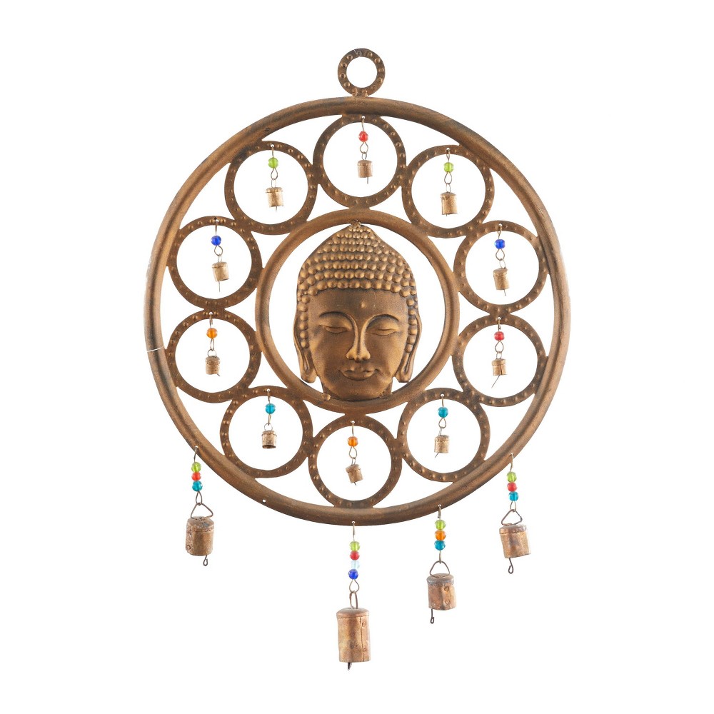 25" x 14" Eclectic Metal Buddha Windchime Bronze - Olivia & May