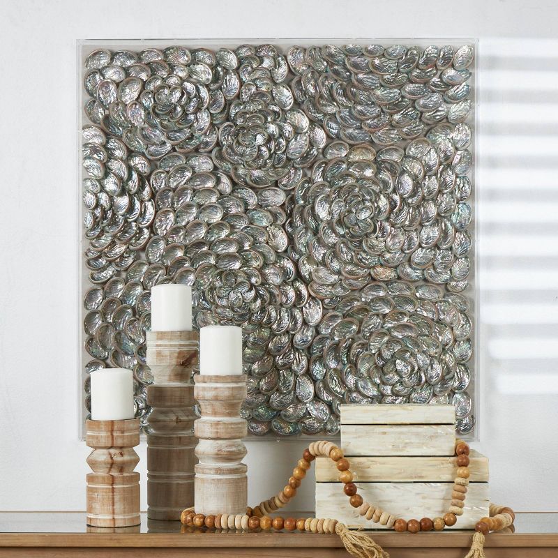 Acrylic Shell Handmade 3D Layered Shadow Box with Iridescent Finish Brown - Olivia &#38; May, 1 of 7