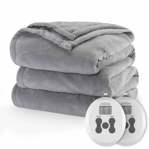 Sunbeam 84 X 90 Queen Nordic Premium Electric Heated Blanket Light Marble Gray Microplush Machine Washable Target