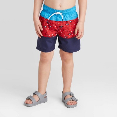 boys shark swim trunks
