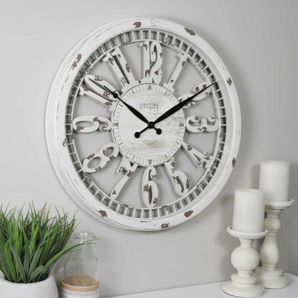 20 Whitney Farmhouse Wall Clock Antique Cream Firstime Co From Firstime Accuweather Shop