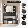 Vanity Desk with Sliding Mirror, Charging Station, 2 Drawers, Cushioned Stool, 3 Adjustable Light Modes, Perfect for Bedroom or Makeup Studio - 3 of 4