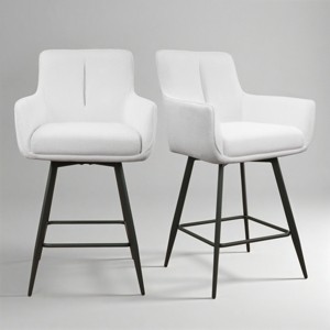 Art Leon Set of 2 Fabric Swivel Counter Height Barstools - 1 of 2