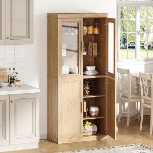 PexFix Freestanding Wood Pantry Cabinet Kitchen Storage Organizer With Shelves & Doors Large Capacity - 1 of 4