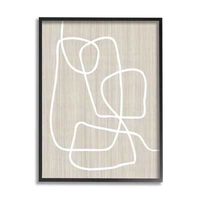 Stupell Industries Linen and Lines Abstract Framed Giclee Art