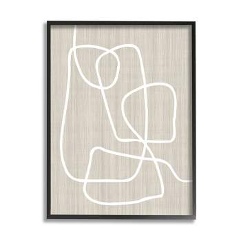 Stupell Industries Linen and Lines Abstract Framed Giclee Art