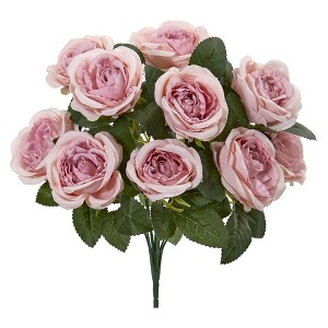 Nearly Natural 14-in Rose Bush Artificial Flower (Set of 6), Pink - 1 of 4