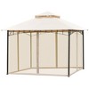 Outsunny 116.25" x 116.25" Outdoor Patio Gazebo Canopy Tent with Mesh Sidewalls, 2-Tier Canopy for Backyard, Beige - 4 of 4