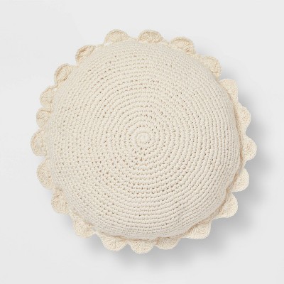 Crochet Round Throw Pillow Cream - Threshold™