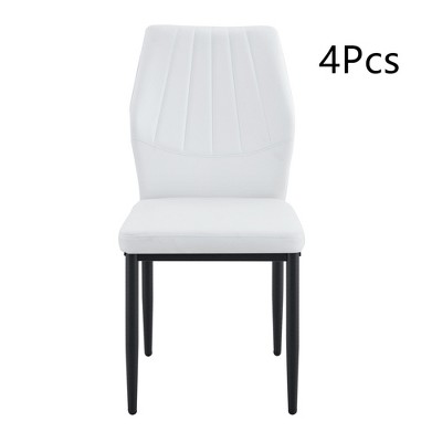 Anybear Set of 4 Dining Chairs with Shell pattern, 17x22.5x37", White