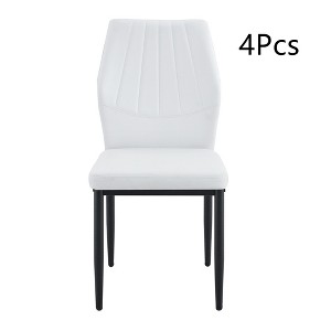 Anybear Set of 4 Dining Chairs with Shell pattern, 17x22.5x37", White - 1 of 4