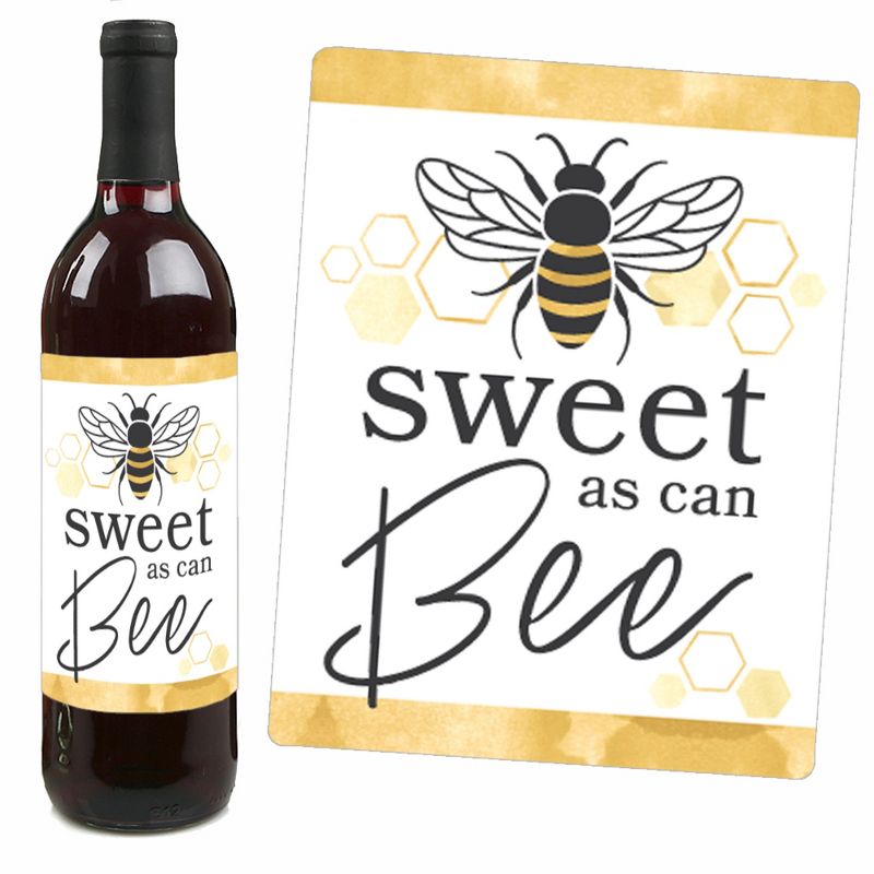 Big Dot of Happiness Little Bumblebee - Bee Baby Shower or Birthday Party Decorations for Women and Men - Wine Bottle Label Stickers - Set of 4, 3 of 9