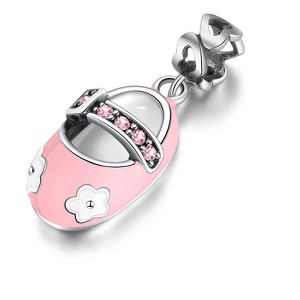 Baby Shoe Charm European Bead CZ Sterling Silver Ginger Lyne Collection - 1 of 4