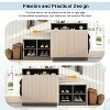 Okak Modern American Design Livingroom Storage Cabinet with Shoe Bench,Entryway Shoe Racks Console with Wavy Slatted Door - 3 of 4