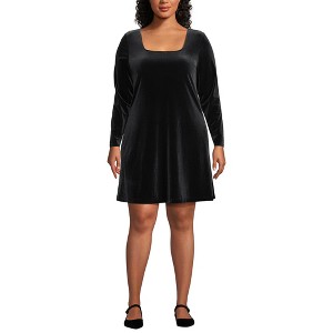 Lands' End Women's Knit Velvet Square Neck Dress - 1 of 3