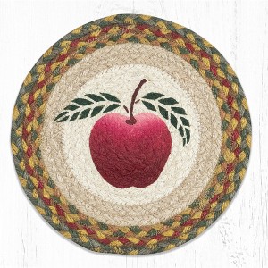 Earth Rugs Apple Round Trivet – Rustic Farmhouse Kitchen Hot Pad 10"x10" - 1 of 3