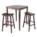 3pc Inglewood Counter Height Dining Sets with Saddle Seat Bar Stools Wood/Walnut - Winsome