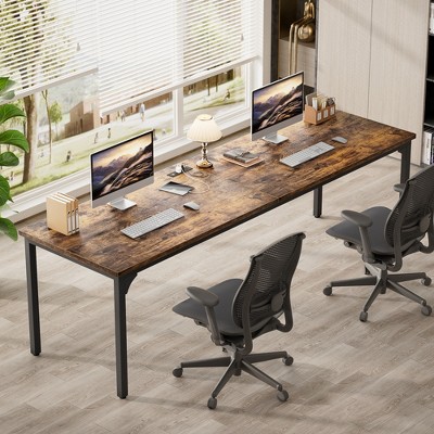 Aheaplus 78.8'' W Rectangle Computer Desk with Power Outlet