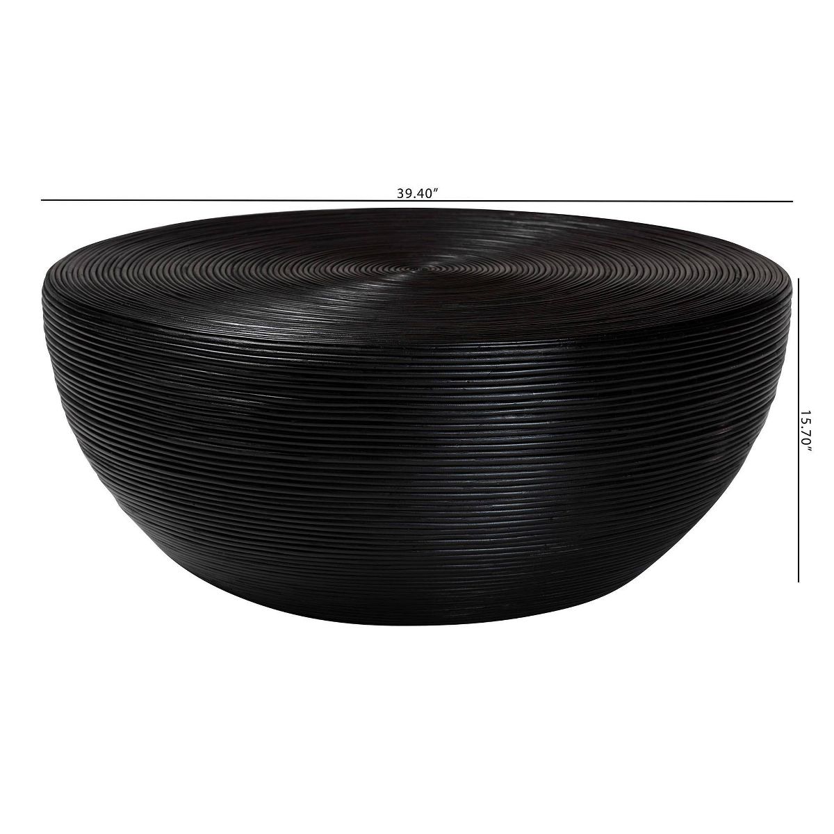 bali & pari Tokyo Laminated Natural Rattan Coffee Table Black - thumbnail 8