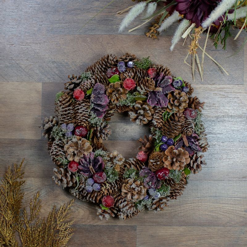 Northlight Iced Pine Cone and Berries with Botanicals Artificial Christmas Wreath, 13-Inch, Unlit, 2 of 4