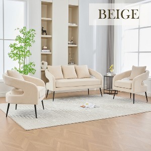 Hrinhom 3-Piece Living Room Furniture Sets,Loveseat And 2 Accent Chairs, With 3 Pillows and Metal Legs - 1 of 4