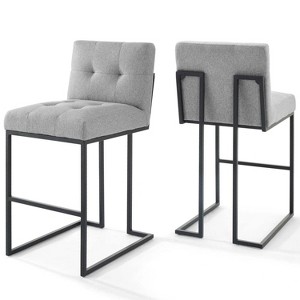 Modway Privy Black Stainless Steel Upholstered Fabric Bar Stool Set of 2 - 1 of 4