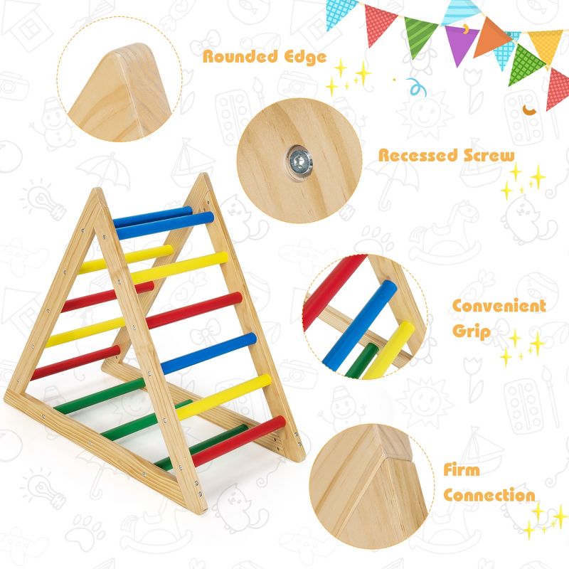 Costway Climbing Triangle Ladder, Wooden Triangle Climber, Educational Triangle Climber, 2 of 11