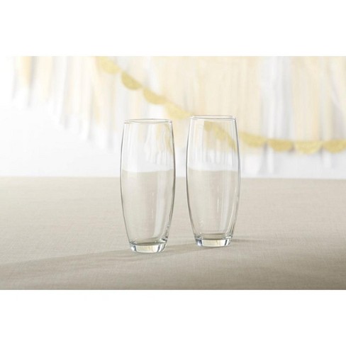 Sparkle and Bash 4 Pack Iridescent Champagne Flutes, Stemless Wine Glasses for Cocktails, Mimosas, Bars (10 oz)