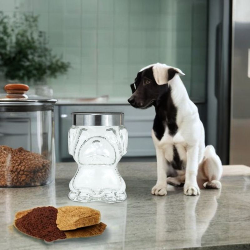 Amici Pet Mad Dog Glass Canister Airtight Dog Treat Jar, Cute Dog Treat Jar for Kitchen Counter, 48 oz., 3 of 6